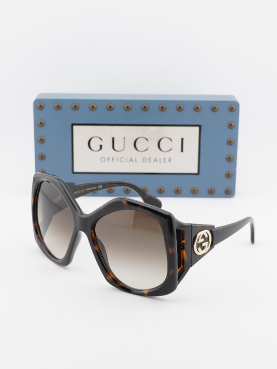 Gucci GG0875S 002 Square Sunglasses - Havana/Gradient Brown